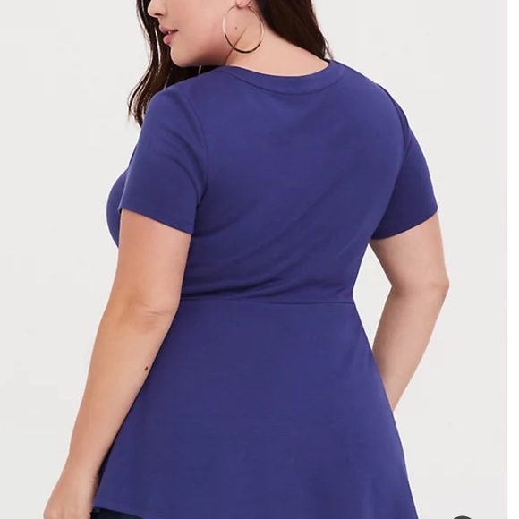 Violet Cage Neck Peplum Tee - Picture 4 of 6